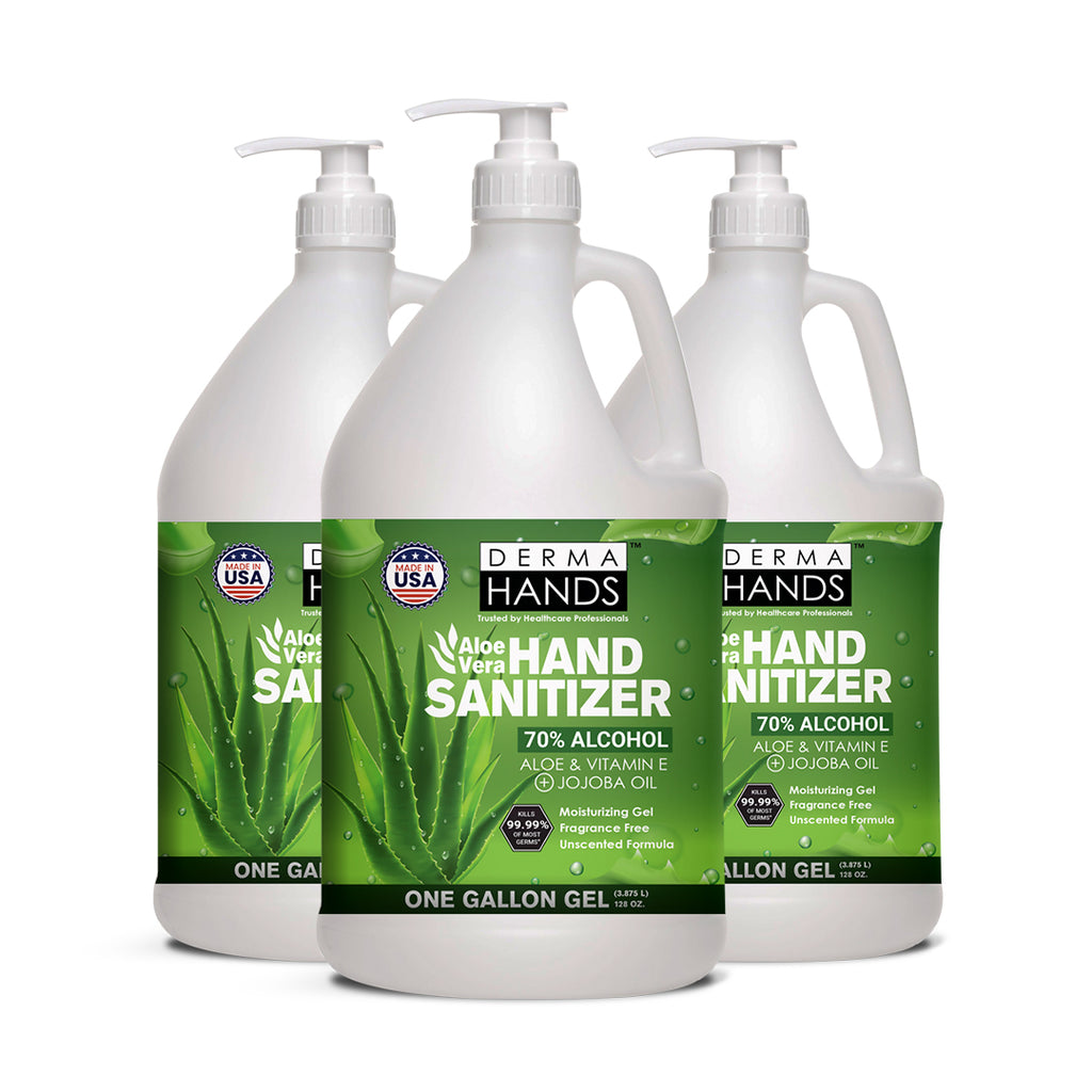 Derma Hands Sanitizer Gel - USA Made | 70% Alcohol - Unscented